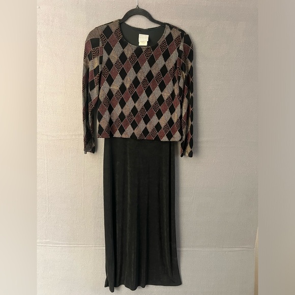 Vintage “Rabbit Rabbit” Harlequin Maxi Dress | 90s - Picture 1 of 6